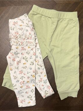 Carter's Two-Pack Floral and Light Green Leggings